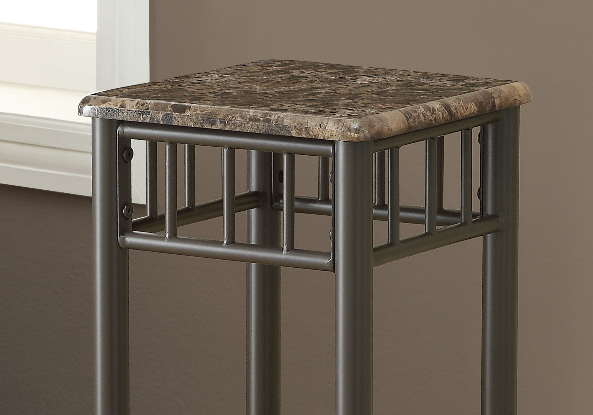 PLANT STAND - CAPPUCCINO MARBLE / BRONZE METAL